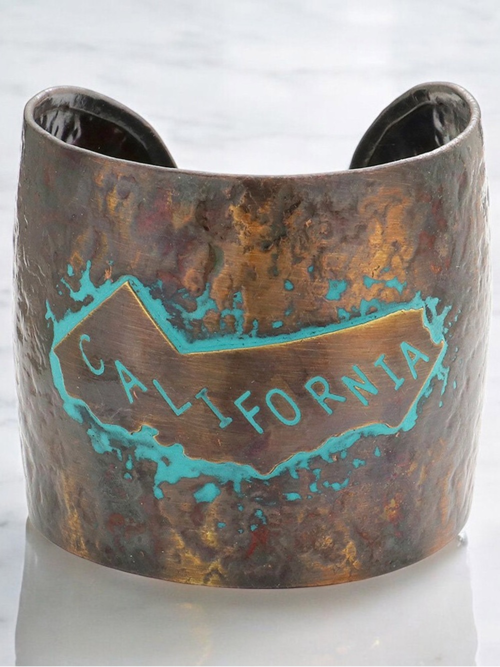 Patina Copper 'California' Cuff Bracelet - Turquoise Accents